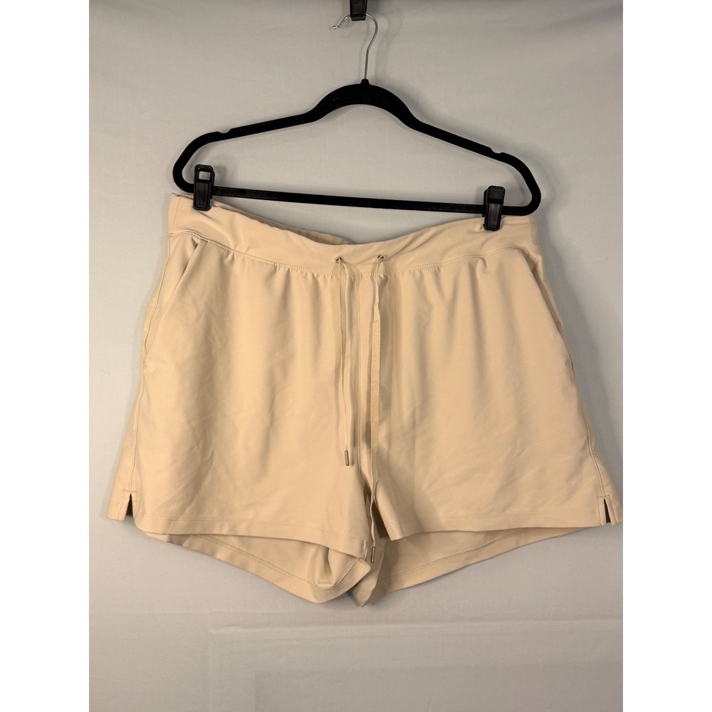 Old Navy Powersoft Active Shorts Women XL Beige High Rise Go-Dry Drawstring 1166 - Picture 1 of 5